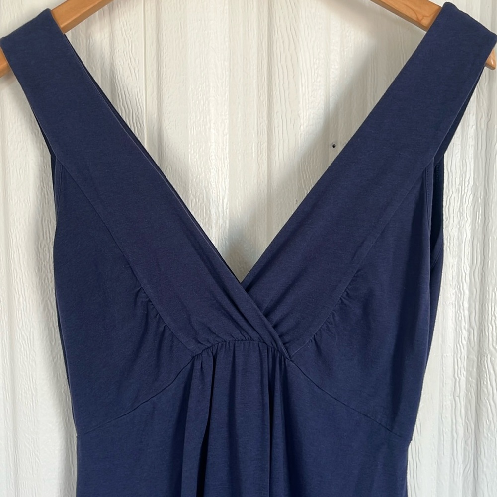 LILLA‎ P Navy Double V-Neck Cotton Blend Dress Womens M